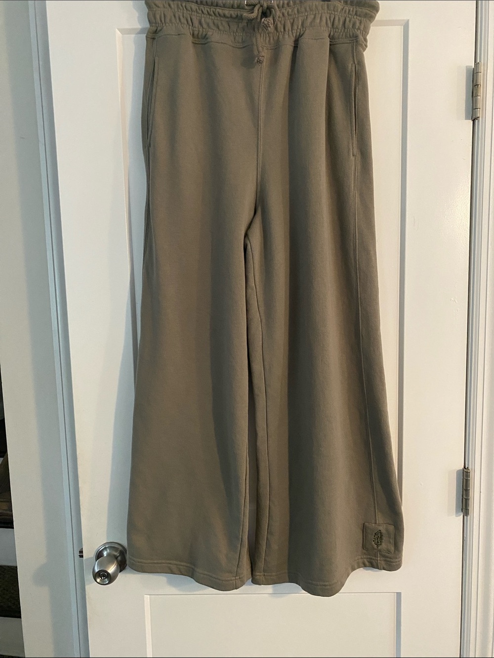 NWOT FP Movement by Free People Olive GreenWide Sweatpants with Embroidered Logo